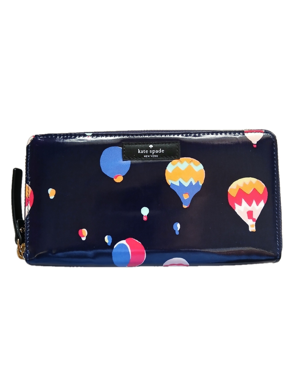 kate spade Navy Patent Hot Air Balloon Zip Wallet with Multicolor Accents